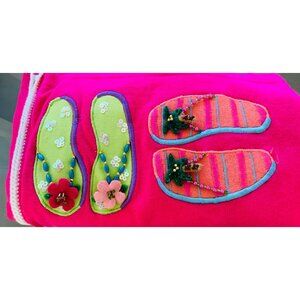 Berek vintage Womens XL Striped Cardigan With Beaded Flip-Flop Appliques Short S